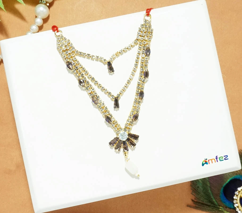 Elegant Green Stone Beads Work Necklace (3.5 Inch)