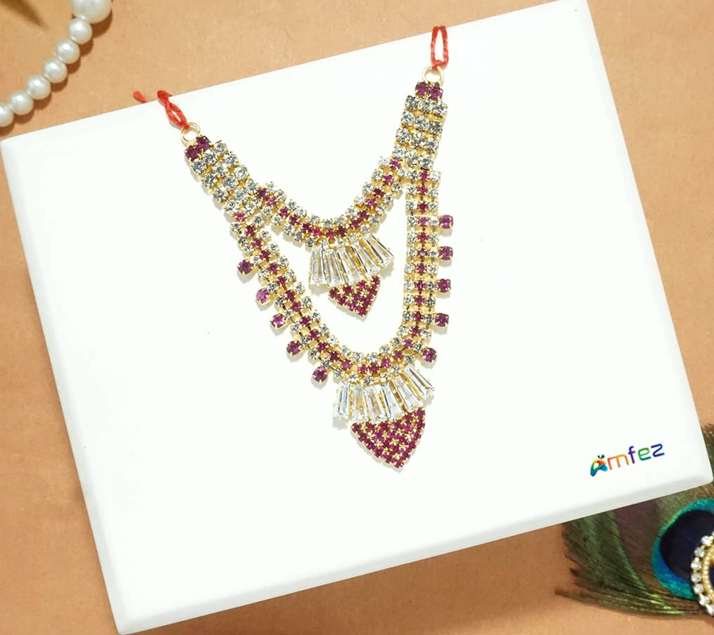 Beautiful Pink Stone Work Necklace (2.5 Inch)