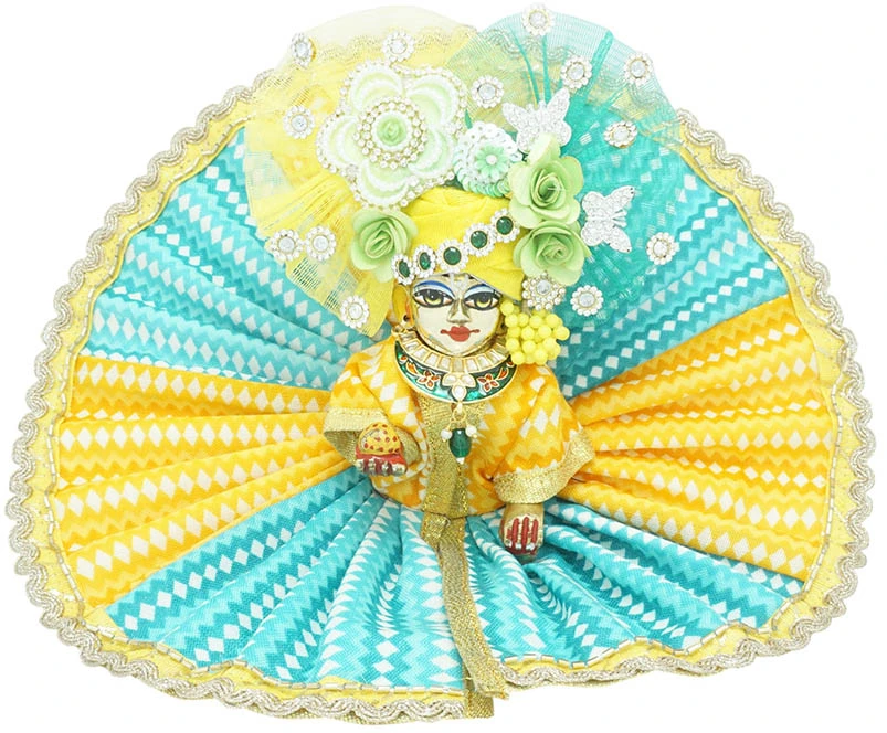 Yellow Sky Blue Printed Cotton Laddu Gopal Dress