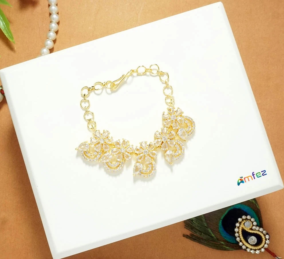 Beautiful White AD Stone Work Necklace ( Large )