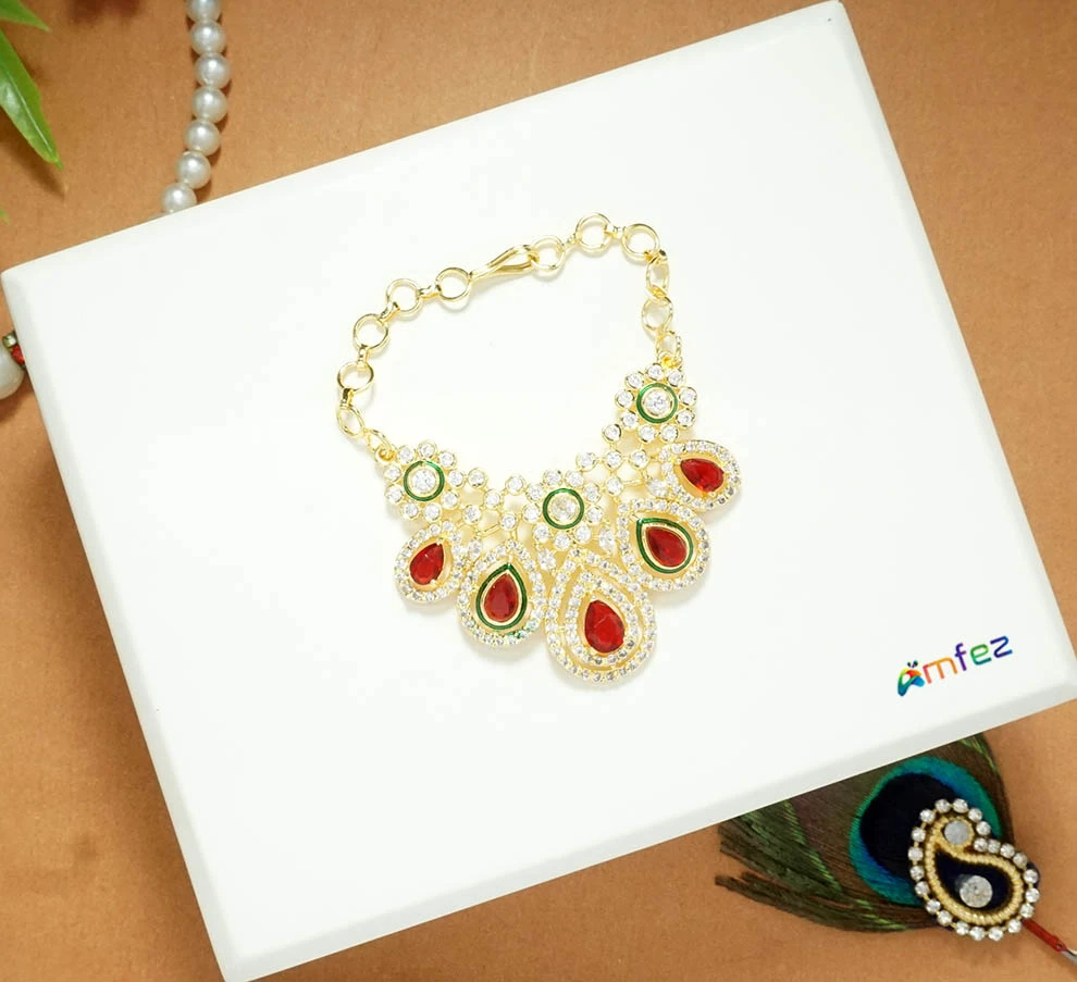 Elegant Multi AD Stone Work Necklace ( Large )