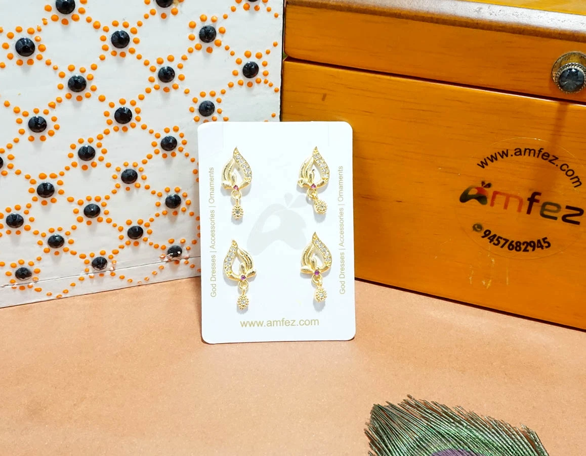 A Pair of Two Golden AD Stone Work Ear Rings ( Medium )