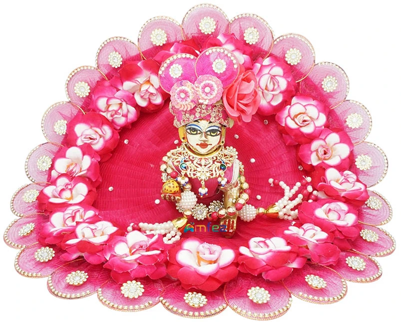 Designer Rani Flower Stone Work Laddu Gopal Dress