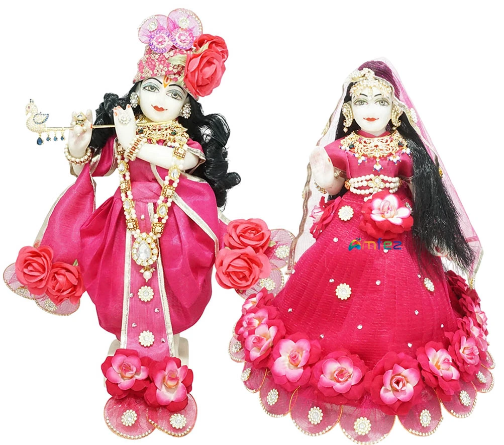 Designer Rani Flower Stone Work Radha Krishna