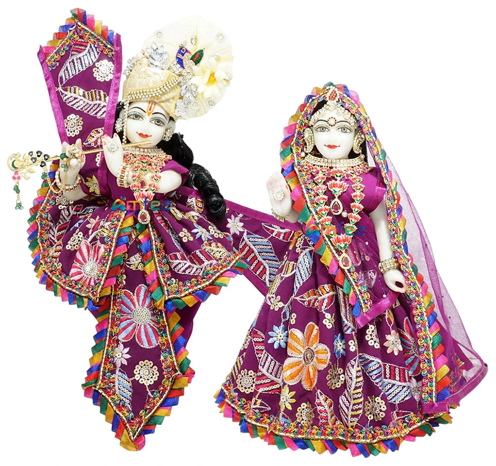 Amfez Purple Gota Lace Work  Radha Krishna Dress