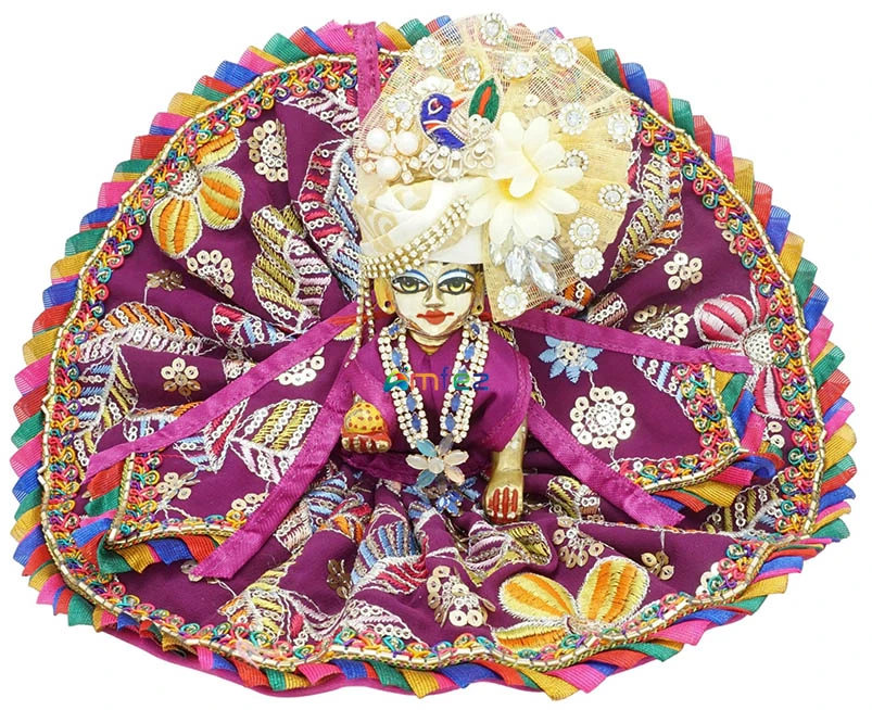 Amfez Purple Gota Embroidery Lace Work Laddu Gopal Dress
