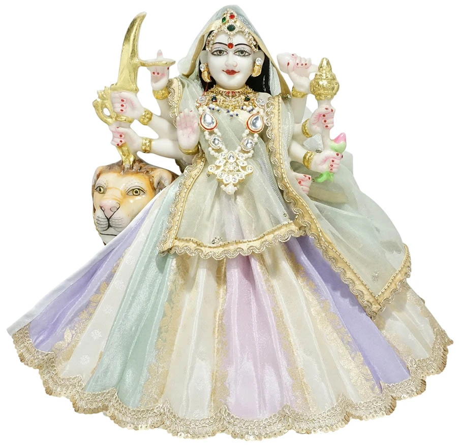 Amfez Multi Pastel Shade Embroidery Lace Work Durga Ji Dress