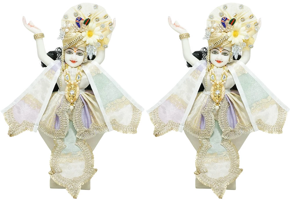 Amfez Multi Pastel Shade Embroidery Lace Work Gaur Nitai Dress