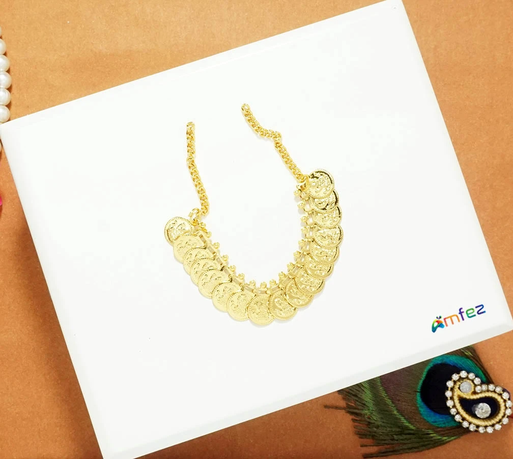 Golden Stone Work Ginni Necklace ( S, M & L)