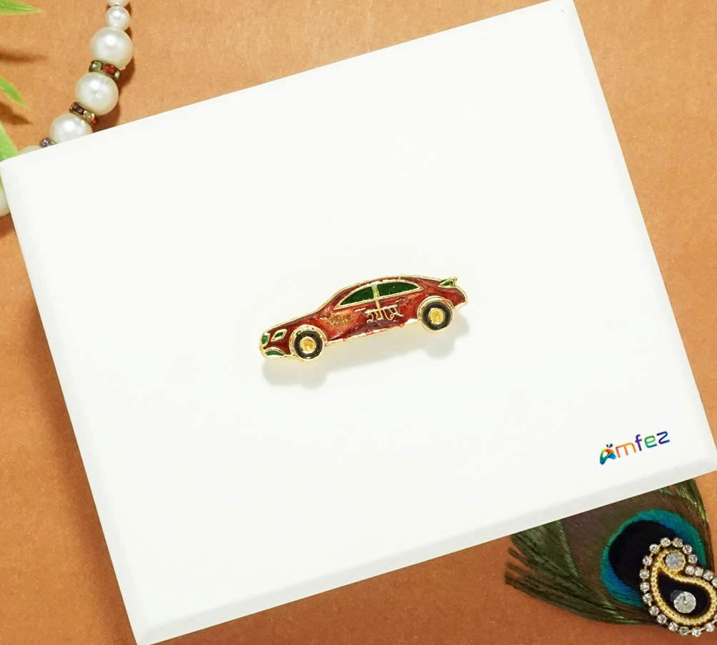Golden Multi Stone Meenakari Work Alloy Sidan Car Toy