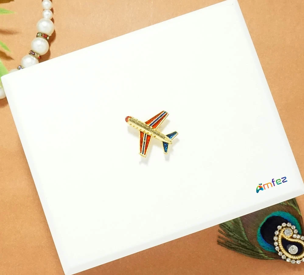 Golden Multi Stone Meena Work Aeroplane Toy
