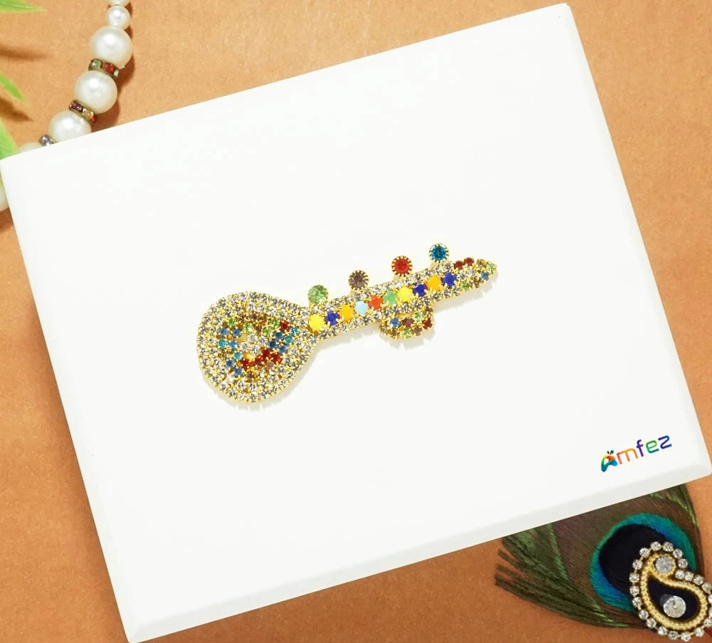 Golden Multi Stone Work Guitar Toy