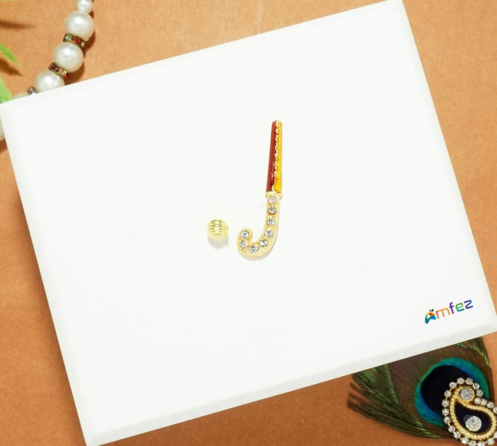 Golden Multi Stone Meena Work Hockey & Ball