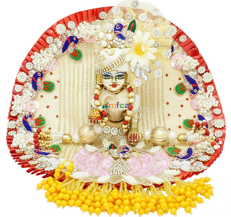 Designer Golden Hand Embroidery Patch Stone Work Laddu Gopal Dress