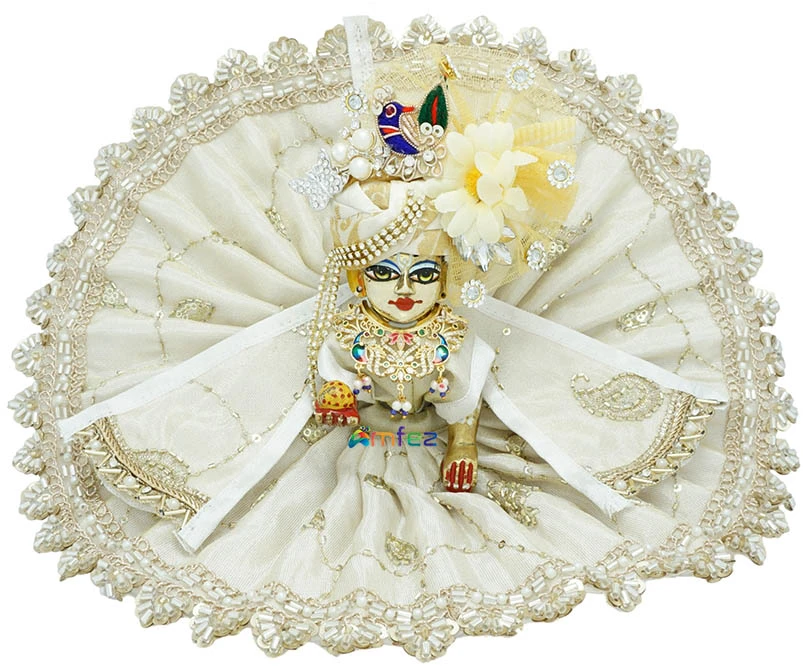 Designer Golden Fancy Lace Work Laddu Gopal Janmashtami Dress