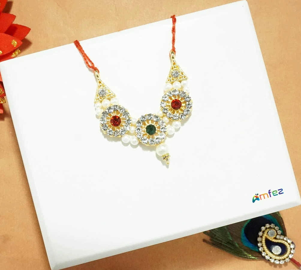 Multi Kundan Stone Pearl Beads Necklace( Large )