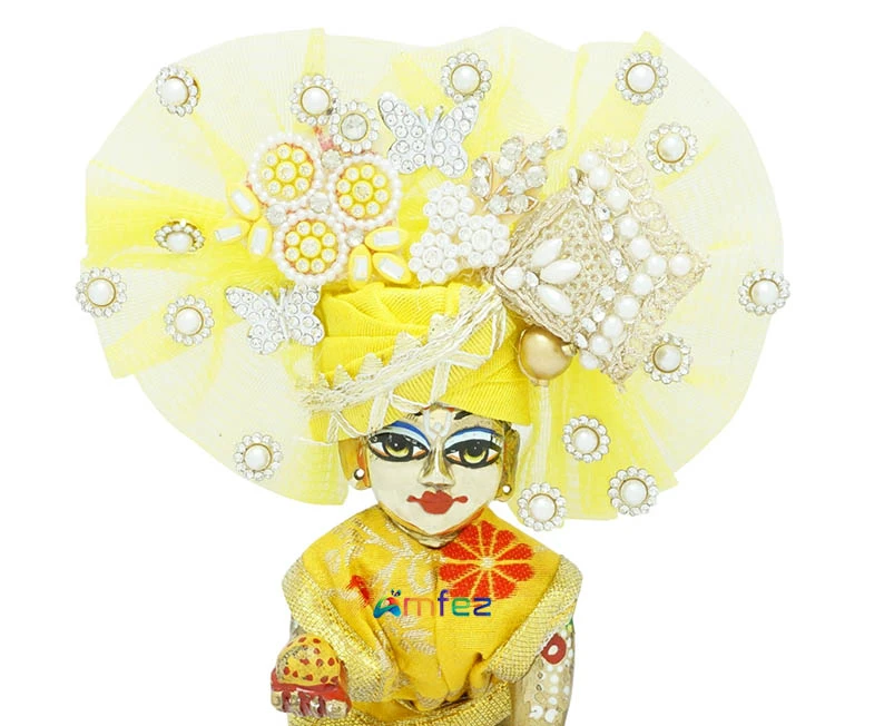 Laddu Gopal Yellow Stone Patch Work Designer Pugdi