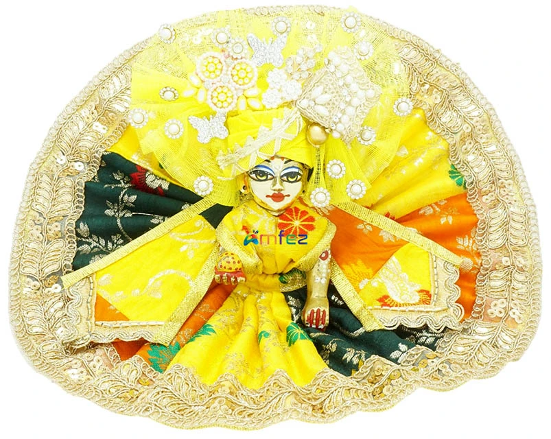 Amfez Multi Embroidery Lace Work Laddu Gopal Janmashtami Dress