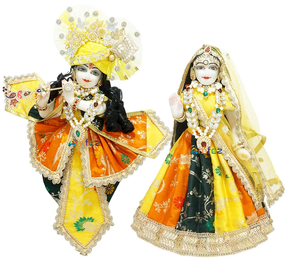 Amfez Multi Embroidery Lace Work  Radha Krishna Janmashtami Dress