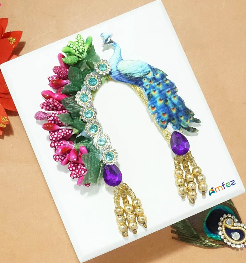 Designer Multi Peacock Stone Pearl Beads Chandrika