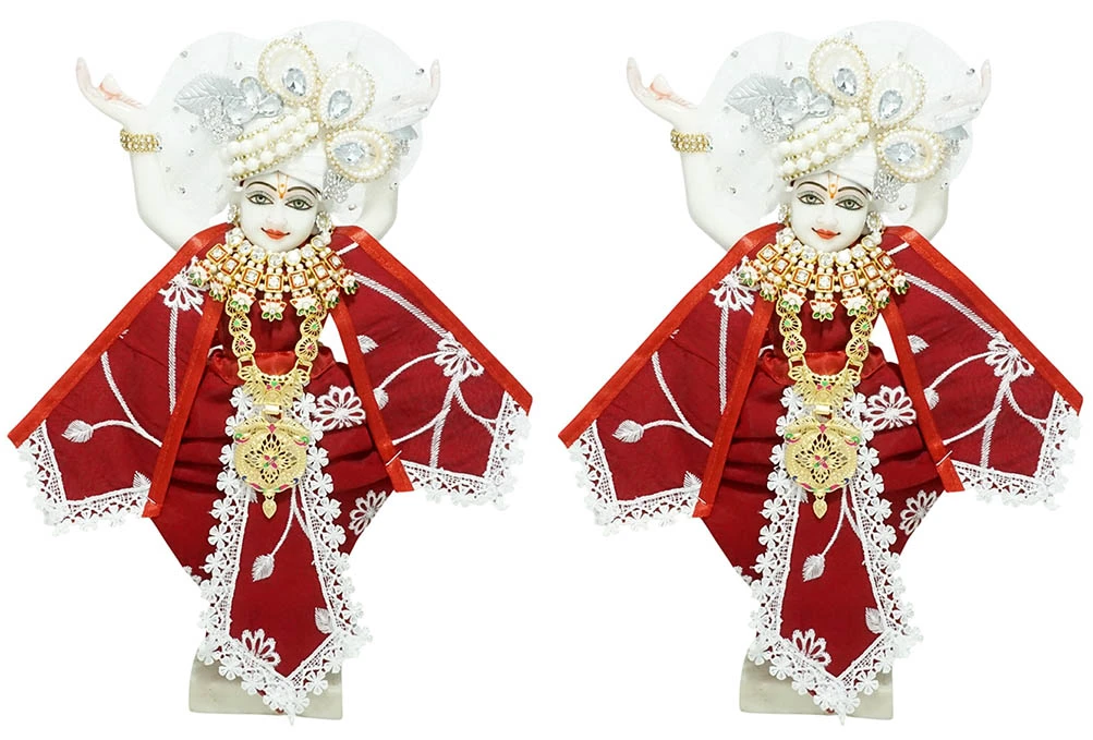 Amfez Red Thread Embroidery Lace Work Gaur Nitai Dress