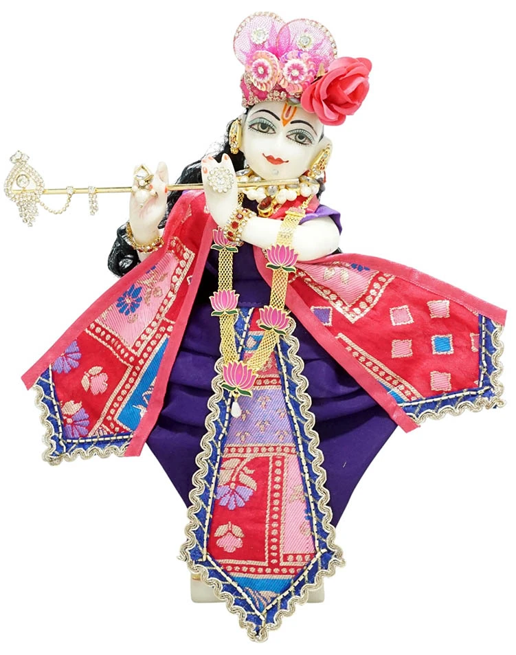Amfez Pink & Blue Sitara Embroidery Lace Work Krishna Dress