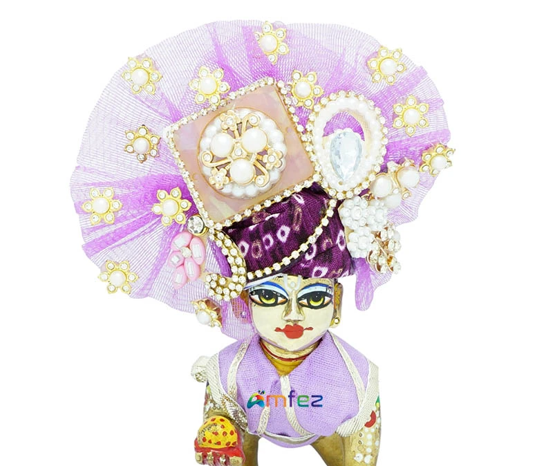 Laddu Gopal Lavender Stone Patch Work Designer Pugdi