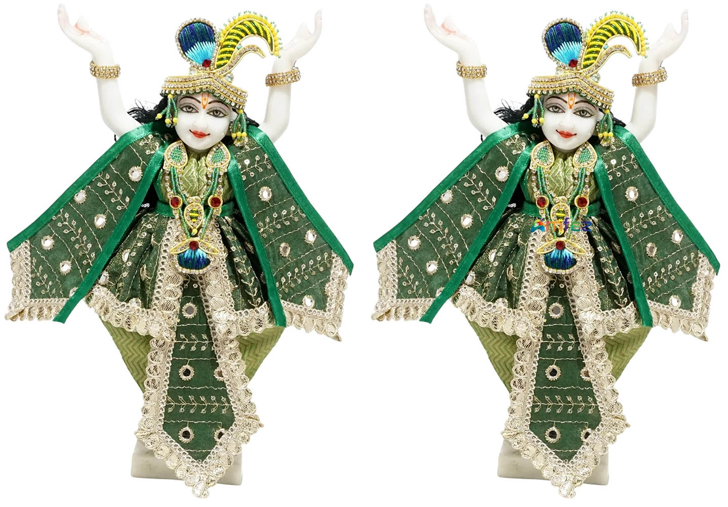 Amfez Green Gota Embroidery Lace Work Gaur Nitai Dress