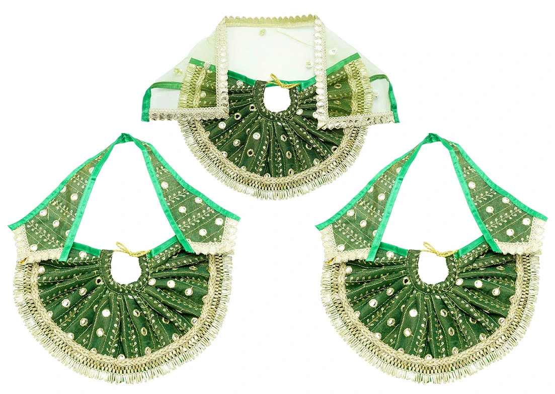 Amfez Green Gota Embroidery Lace Work Jagannath Ji Dress