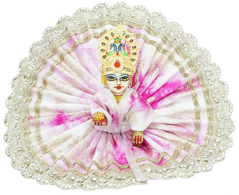 Pink Stone zari Embroidery Lace Work Laddu Gopal Dress