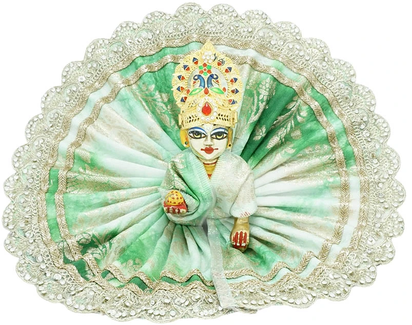 Green Stone zari Embroidery Lace Work Laddu Gopal Dress
