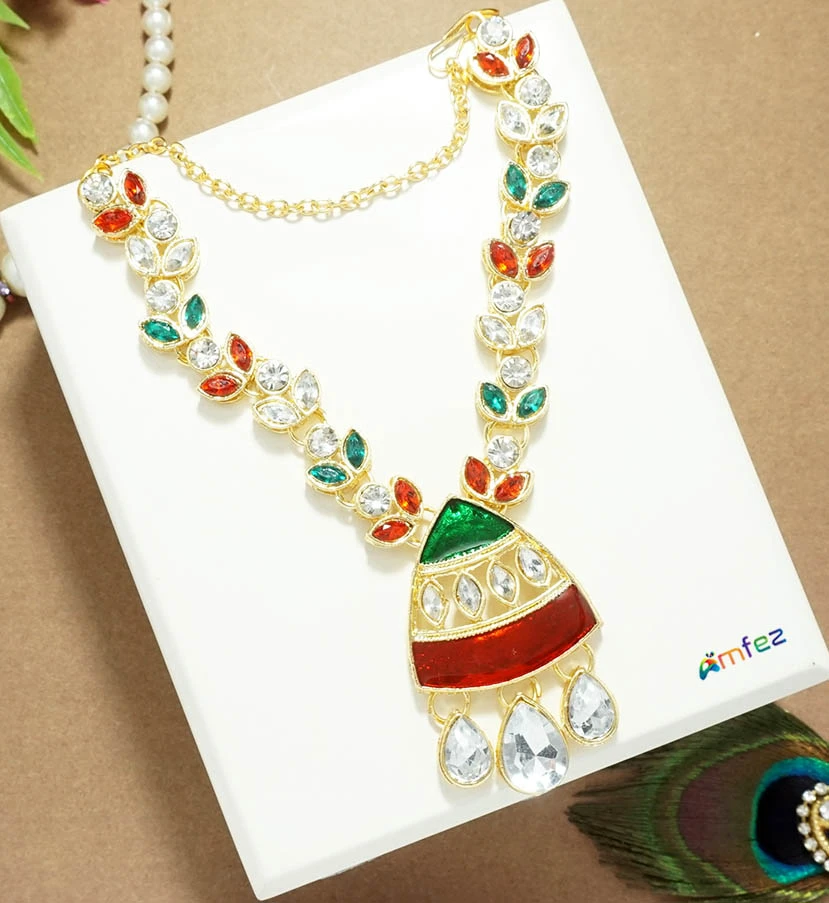 Beautiful Multi Heavy Kundan Meena Work Necklace/Mala (5.5 Inch )