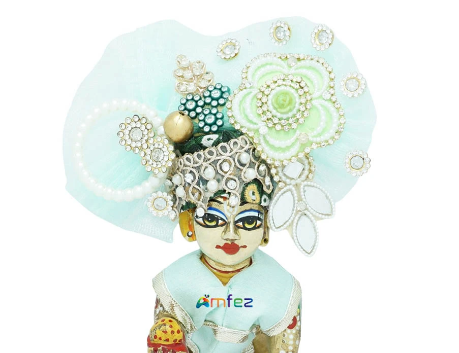 Laddu Gopal Green Stone Patch Work Designer Pugdi
