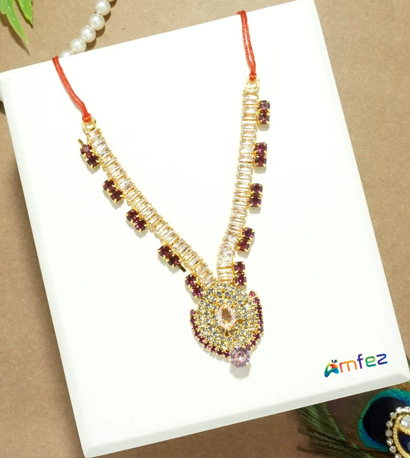 Golden Pink Stone Work Necklace / Mala (3 & 4 Inch )