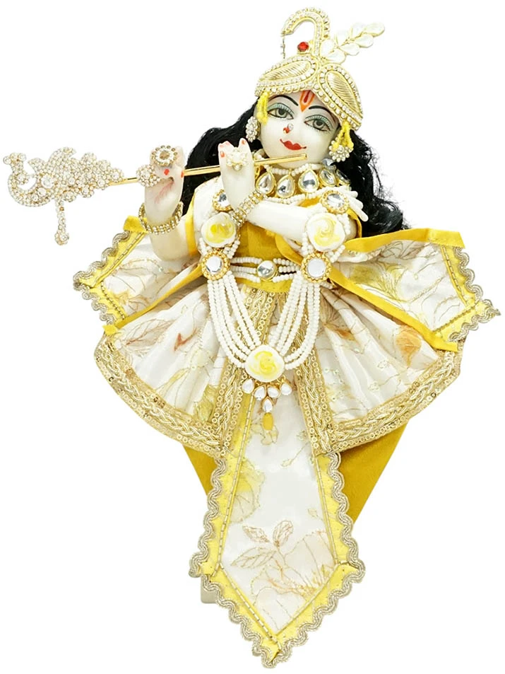 Amfez Yellow Embroidery Lace Work Krishna Dress