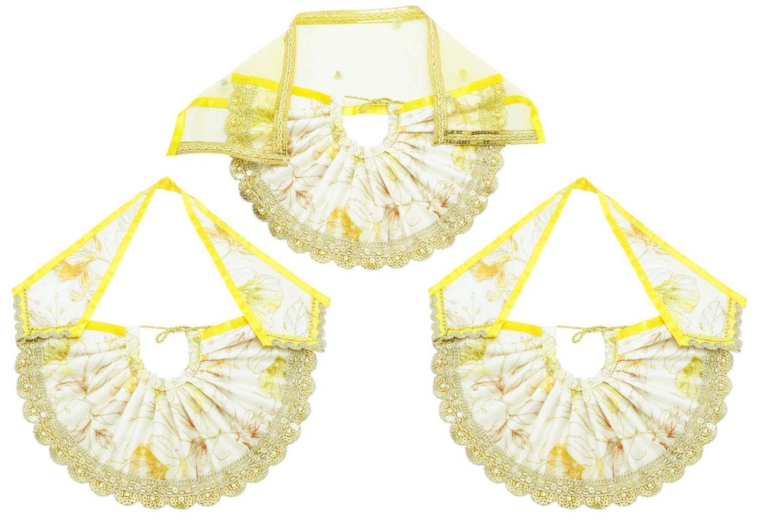 Amfez Yellow Embroidery Lace Work Jagannath Ji Dress