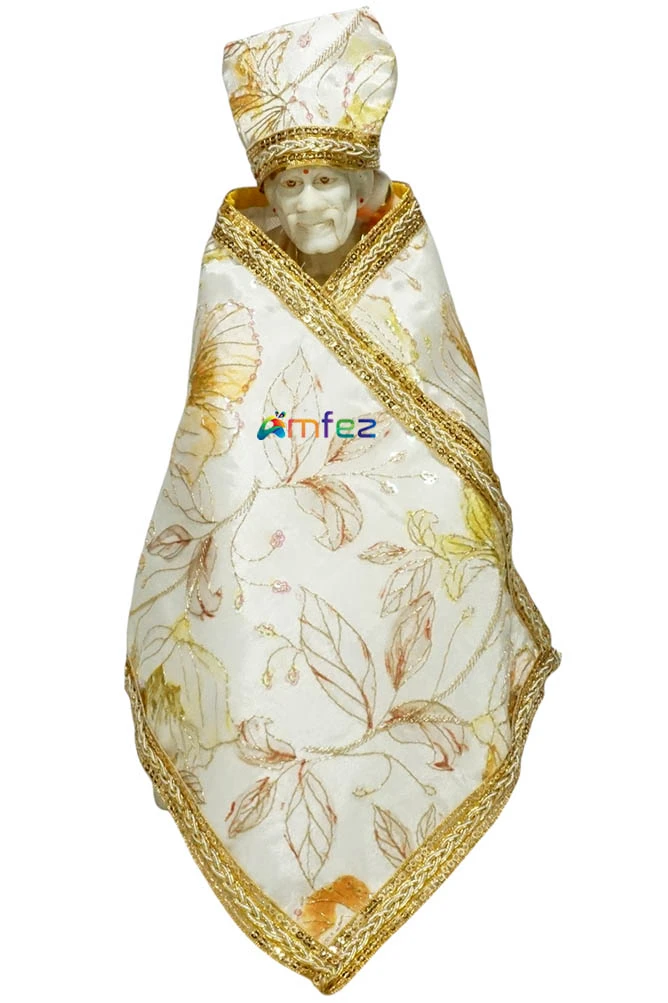 Amfez Yellow Embroidery Lace Work Sai Baba Dress