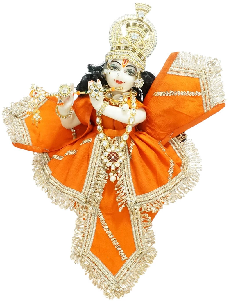 Amfez Orange Sitara Embroidery Lace Work Krishna Dress