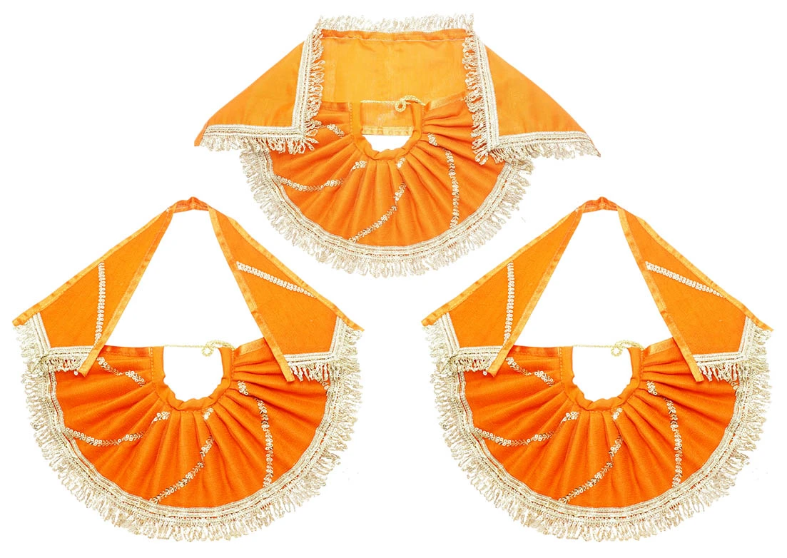 Amfez Orange Sitara Embroidery Lace Work Jagannath Ji Dress