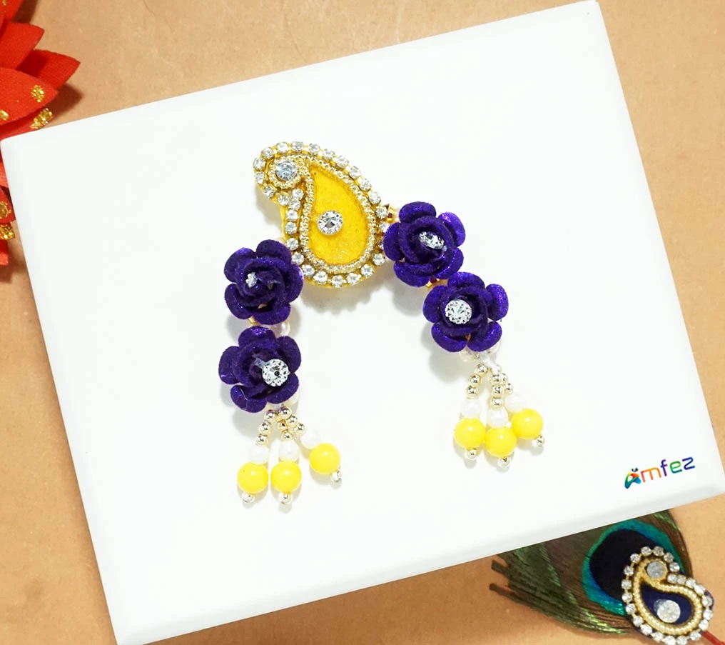 Designer Blue & Yellow Stone Pearl Beads Chandrika