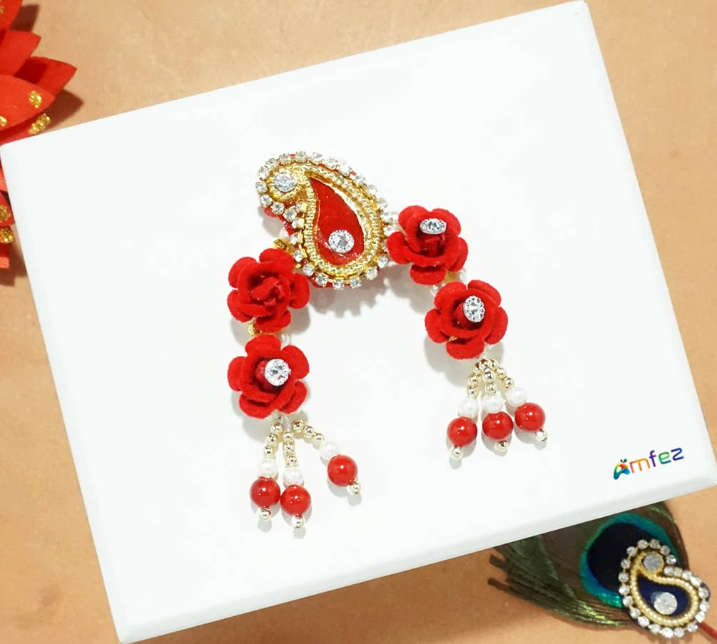 Designer Red & Green Stone Pearl Beads Chandrika