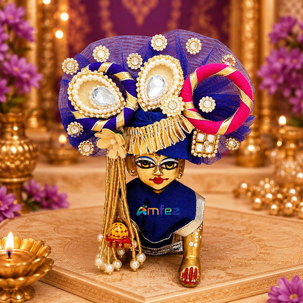 Designer Blue Heavy Stone Patch Work Pugdi