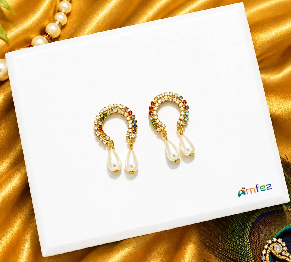Golden Multi Stone Pearl Beads Drops Bracelets