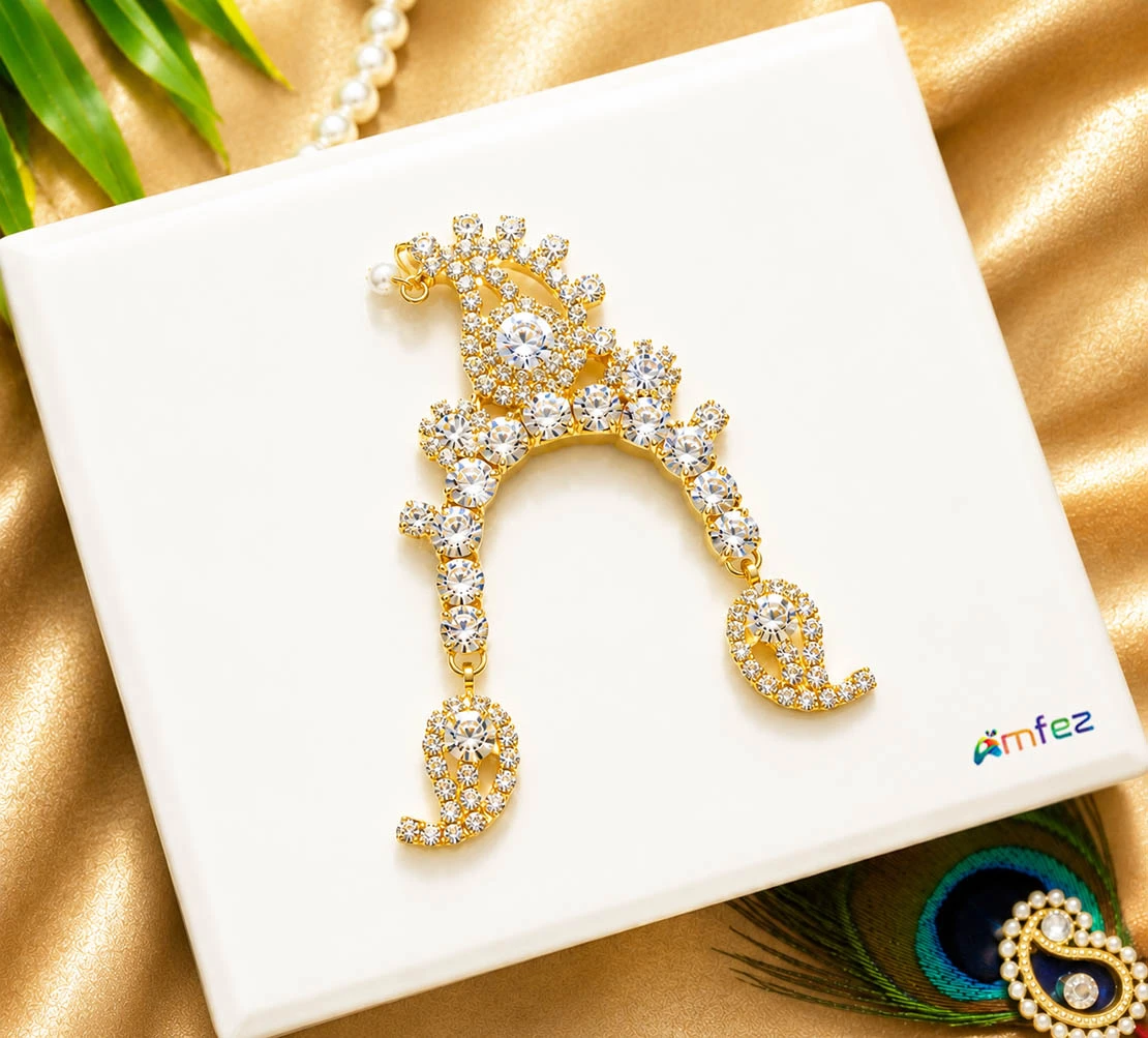 Designer Golden White CZ Stone Work Chandrika