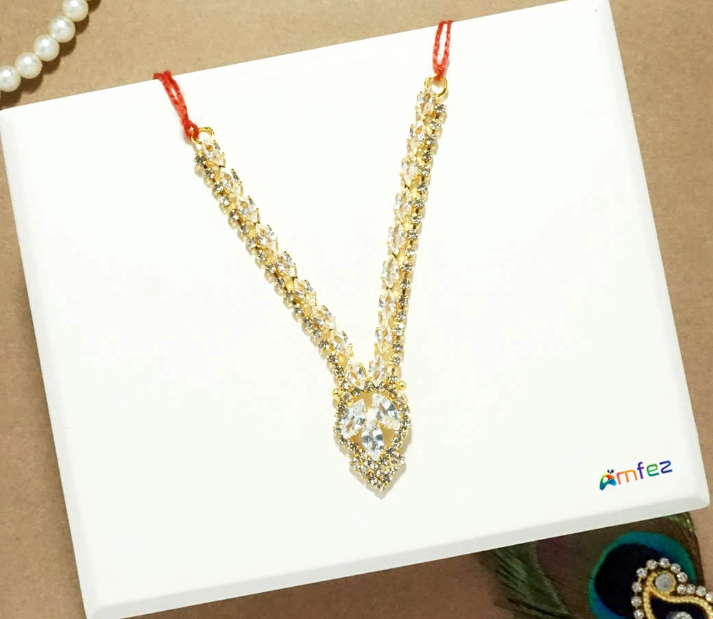 Golden White CZ Stone Work Necklace