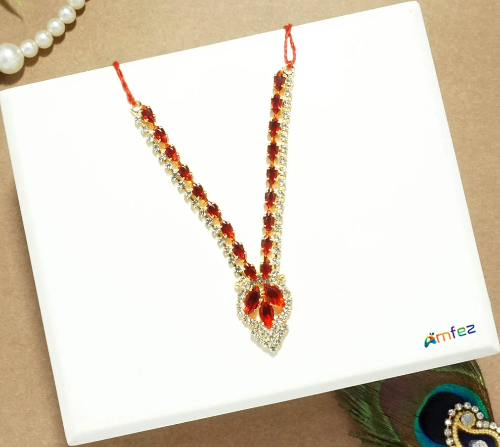 Golden Red CZ Stone Work Necklace