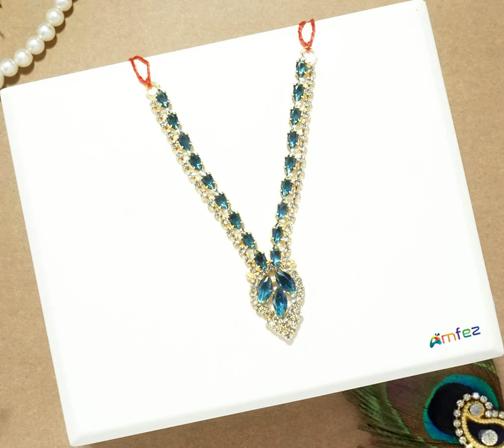 Golden Blue CZ Stone Work Necklace