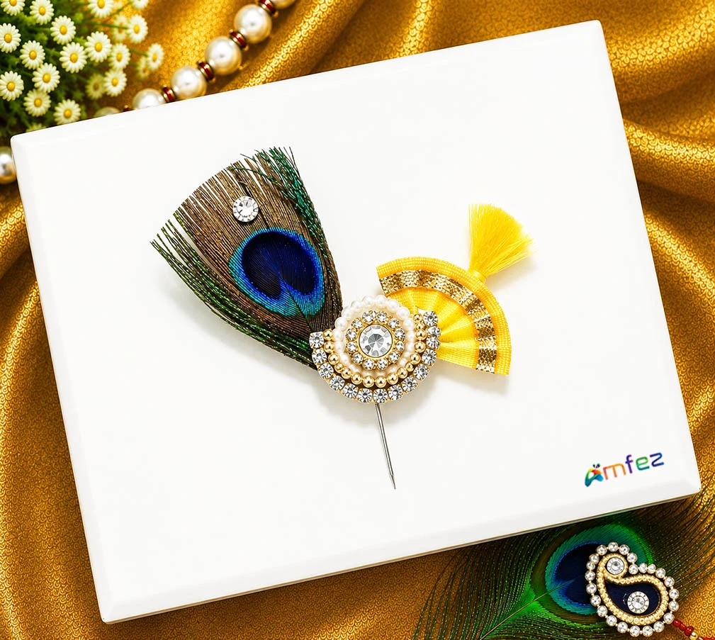 Designer Multi Stone Peacock Feather Work Kalangi (Medium)