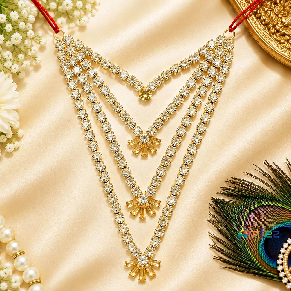 Beautiful Yellow & White CZ Stone Work Necklace ( 5 Inch )