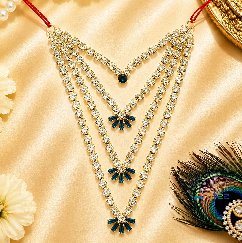 Beautiful Blue & White CZ Stone Work Necklace ( 5 Inch )